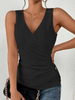 Summer Women Casual Solid Color Slim-Fit V-Neck Sleeveless Surpliced Tank Top