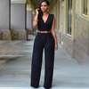 Copy of Women Plain Pattern Sleeveless Wide-Leg Wrapped Jumpsuits 1