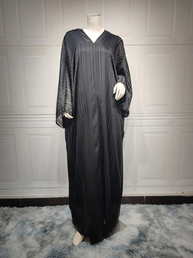 Fashion Abaya Women Shiny Jacquard Tank Dress Cloth Robe Two-Piece Set