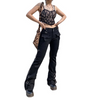 Women'S Fashion Edgy Low-Waistline Zipper Slit Straight Leg Jeans