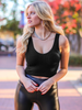 Fashion Edgy Women Rib-Knit Sexy Solid Color U-Neck Basic Cropped Tanks