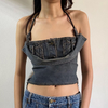 Women'S Fashion Edgy Halter Neck Denim Top