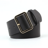 Women Good Quality PU Leather Classic Square Shape Metal Buckle PU Belt