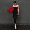 Women Fashion Solid Color Sexy Halter Neck Slim Dress