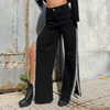 Women Fashion Sexy Side Slit Chain Wide-Leg Jeans