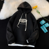 Men'S Fashion Hooded Letter Print Fake Two Piece Loose Hoodies