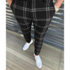 Men Casual Colorblock Plaid Striped Mid Waist Pants