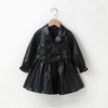 Children Kids Toddlers Fashion Girls Solid Color Long Sleeves Pu Leather Jacket