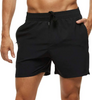 Men Casual Lace-Up Solid Color Loose Beach Shorts