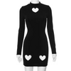 Women Fashion Solid Color Heart Hollow Long Sleeve Bodycon Dress