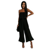 Women Strap Tube Top Pleated Loose Jumpsuit