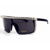 Fashion Windproof Rhinestone Decor Big Frame Sunglasses