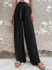 Women Casual Solid Color Pleated High Waist Straight Leg Pants