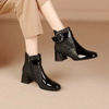 Autumn Winter Women Fashionable Round Toe PU Chunky Heel Chelsea Boots