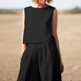 Casual Women'S Solid Color Vintage Solid Cotton And Linen Casual Long-Sleeved Loose Cotton Set