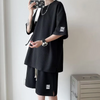 Men Casual Round Neck Short-Sleeved Loose T-Shirt And Shorts Two-Piece Set