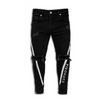 Men Summer Fashion Casual Solid Color Letter Jogger Ripped Jeans