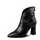 Women'S Fashion Pointed Toe Belt Buckle Stripe Back Zip Block Heel Short Boots