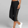 Women Lace-Up Casual Solid Color Cropped Sports Leggings