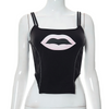 Women Fashion Summer Lip Print Sling Edgy Crop Top