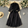 Women Elegant Boho Vacation Solid Color Embroidered Hollow Slim Cropped Sleeve Lace-Up Mid-Length Dress