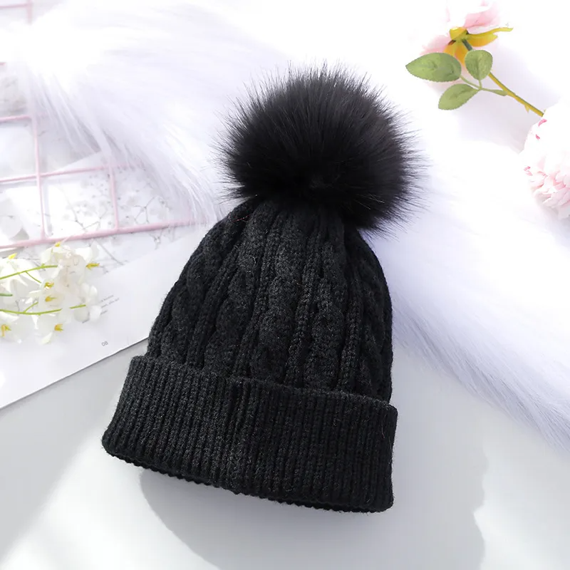 (Buy 1 Get 1) Kids Casual Cute Basic Versatile Fur Ball Solid Color Knitwear Hat