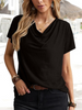 Summer Women Casual Solid Color Fashion Short-Sleeved Blouse