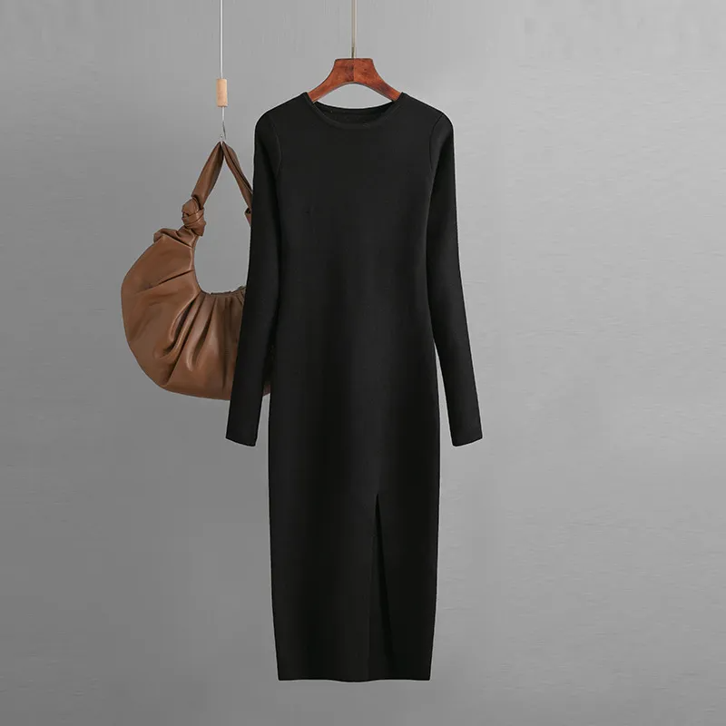 (Buy 1 Get 1) Women Basic Autumn And Winter Casual Solid Color Long Sleeve Knitted Dress