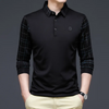 Men Fashion Casual Geometric Pattern Plaid Print Lapel Long Sleeve Loose Polo Shirt