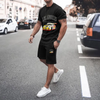 Men Casual Printed Round Neck T-Shirt And Shorts Two-Piece Set