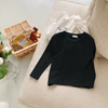 Kids Simple Solid Color Round Neck Long-Sleeved High Elastic T-Shirt