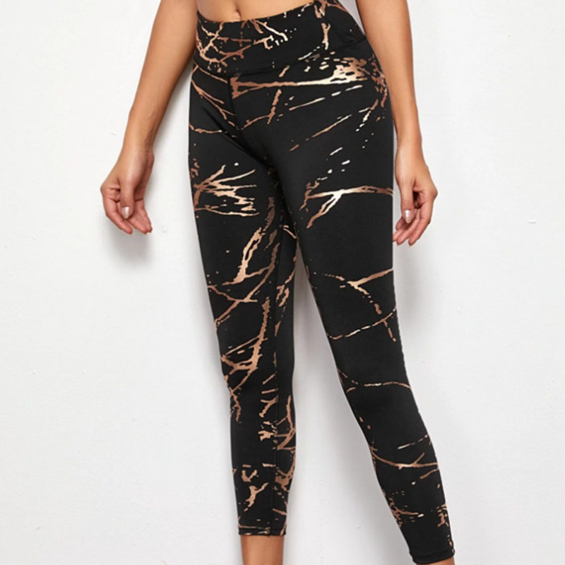 Women Leisure Marble Pattern Yoga Leggings