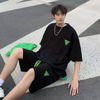 Men Casual Round Neck Short-Sleeved Loose T-Shirt And Shorts Two-Piece Set