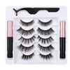 5 Pairs Magnetic False Eyelashes And Liquid Eyeliner Set