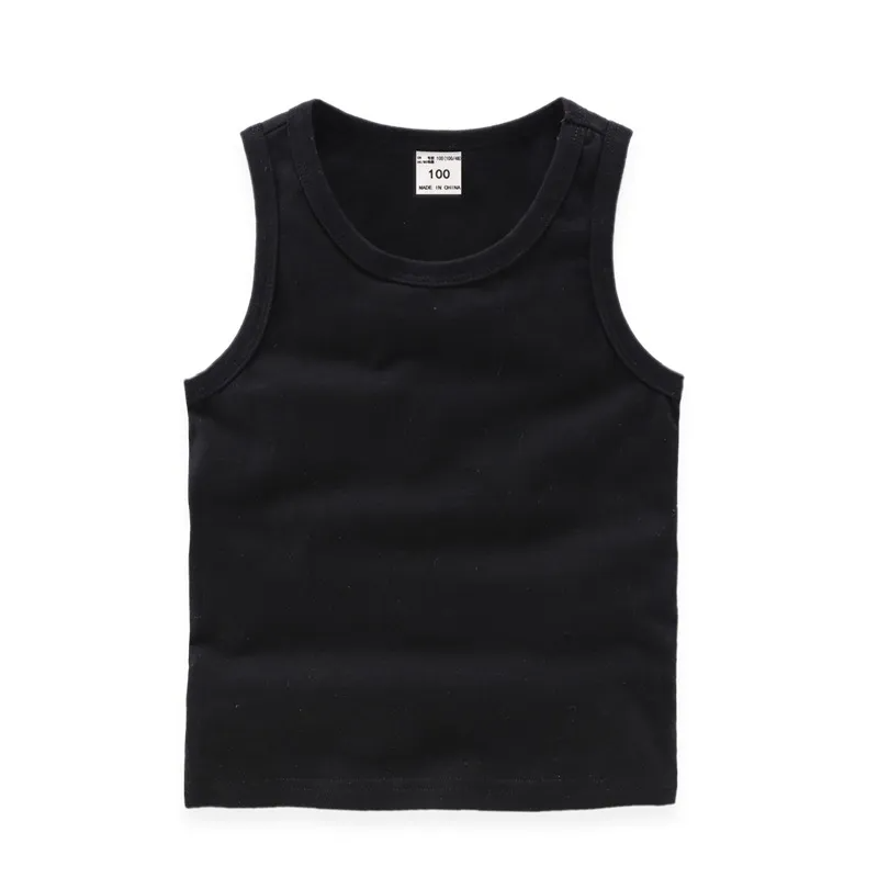 Kids Basic Round Neck Sleeveless Solid Color Casual Vest T-Shirt