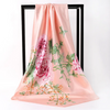 (Buy 1 Get 1) 90*90Cm Women'S Fashion Floral Print Imitation Silk Scarf Scarf Shawl