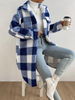 (Buy 1 Get 1) Autumn And Winter Women Fashion Open Button Lapel Plush Plaid Jacket Shacket Over Coat