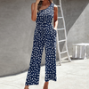 Women Slanted Shoulder Top Printed Waist Wide Leg Jumpsuit