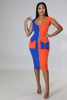 Women Fashion Sexy V Neck Color Blocking Slim Zipper Cardigan Sleeveless Dress