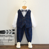 Kids Toddler Big Boys Spring Autumn Fashion Casual British Style Bow Waistcoat Shirt Suspender Trousers Party Clothing Set