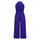 Women Solid Color Halter Neck Pleated Waist Fashion Wide Leg Jumpsuit