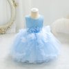 (Buy 1 Get 1) Kids Baby Girls Summer Fashion Party Cute Sweet Solid Color Floral Pleated Sleeveless Mesh Party Tutu Dress