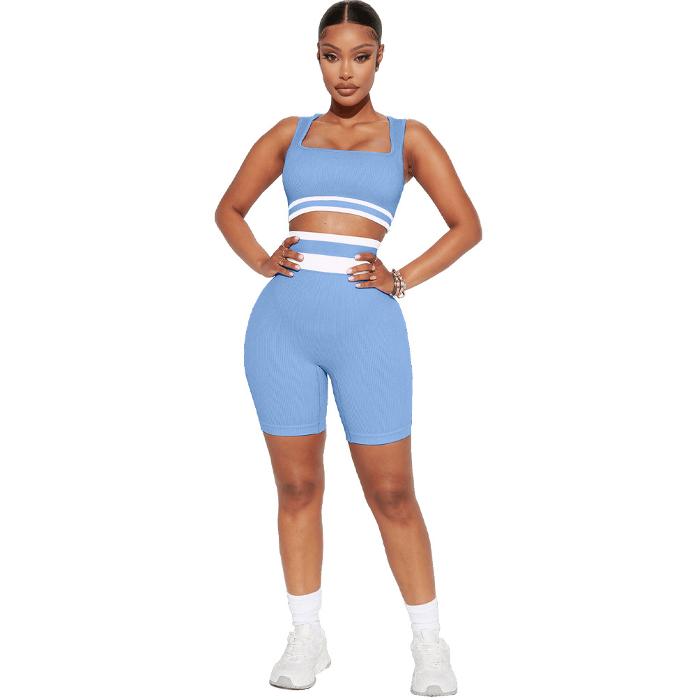 Women Fashion Tank Top Tight Shorts Two-Piece Sports Set