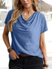 Summer Women Casual Solid Color Fashion Short-Sleeved Blouse