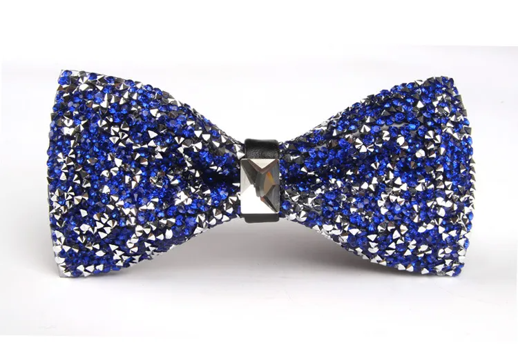 (Buy 1 Get 1) Men'S Casual Fashion Rhinestone Exquisite Nightclub Solid Color Bow Tie