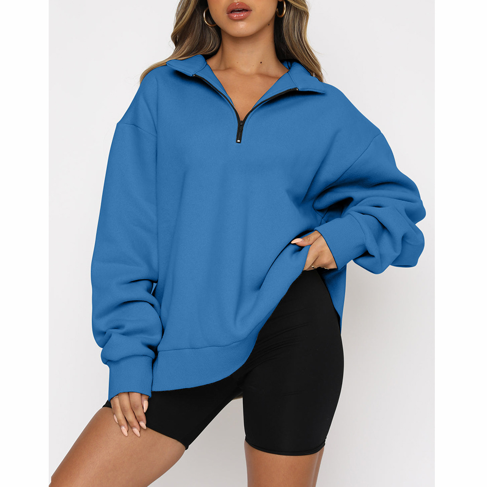 Women Autumn Winter Casual Half-Zipper Pullovers Long Sleeve Sweatshirts