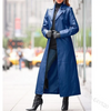 Women Fashion Solid Color PU Long Coat