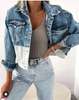 Women Fashion Personality Lapel Loose Long Sleeve Denim Coat