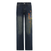 Women'S Vintage Butterfly Embroidery Low Rise Loose Fit Straight Leg Jeans