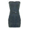 Women'S Fashion Sexy Pocket Defined Waist Backless Denim Tube Dress